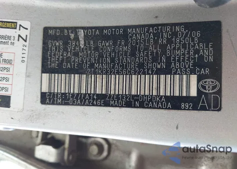 2006 Toyota Matrix из США, поврежденный, VIN 2T1KR32E56C622147